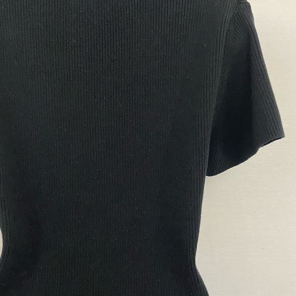 ⭐3/$21 XL Ribbed stretchy sweater [Faded Glory] black short-sleeved V-neck - Picture 9 of 14